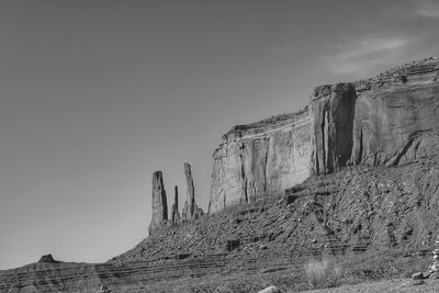 Low angle view of rock formations against sky