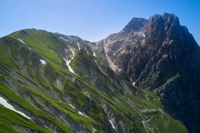 Aerial close-up view of the great horn of the gran sasso d'italia abruzzo