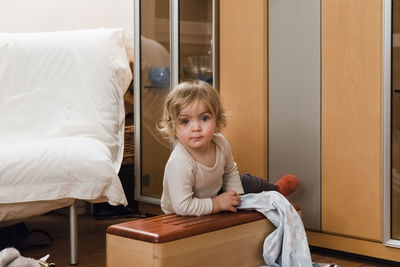 Portrait of cute girl at home