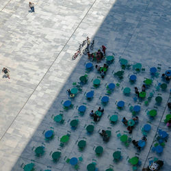 High angle view of tables outdoors in greece