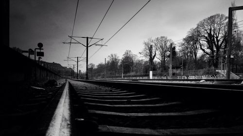 Railroad track against sky