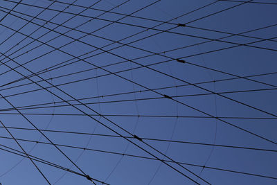 Low angle view of ferris wheel against clear blue sky