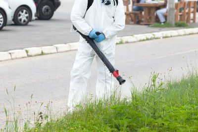 Man working on grass