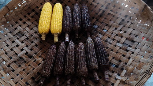 High angle view of wicker basket