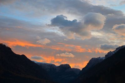 Scenic view of mountains at sunset