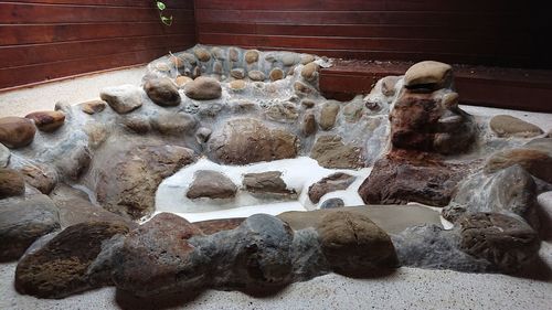 Rocks on stone wall