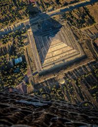 High angle view of temple on field