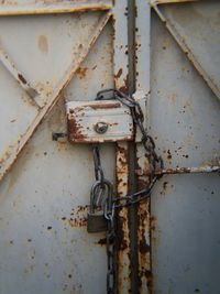 Close-up of rusty metal door