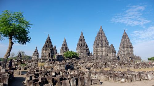 Panoramic view of temple building against sky