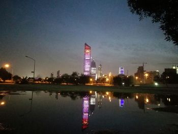 Illuminated city at night