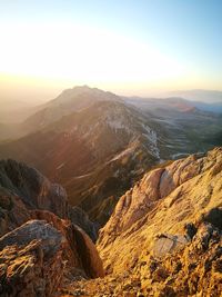 Scenic view of mountains against clear sky