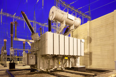 Power transformer in high voltage electrical outdoor substation