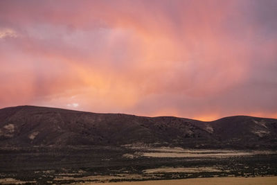 Scenic view of mountain against dramatic sky