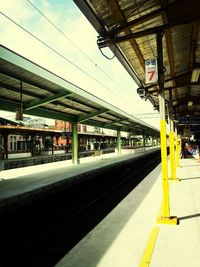 Train on railroad station platform