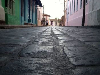 Surface level of narrow alley in old town