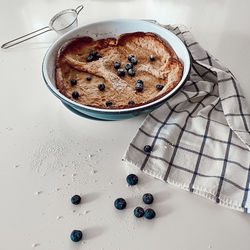 High angle view of breakfast on table