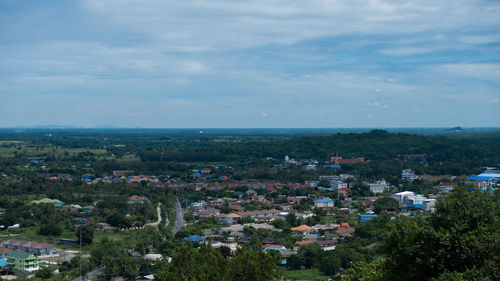 High angle view of townscape against sky