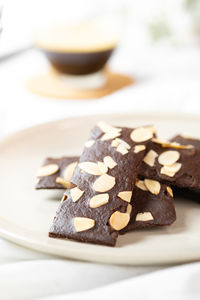 Close-up of chocolate cake on table