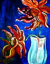 Close up of colorful blue wall