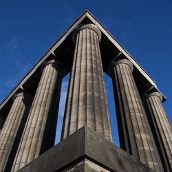 Low angle view of skyscraper against clear blue sky