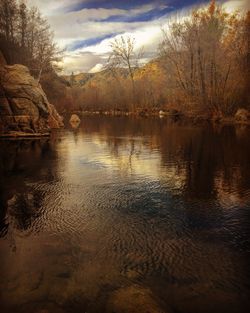 Scenic view of lake against sky