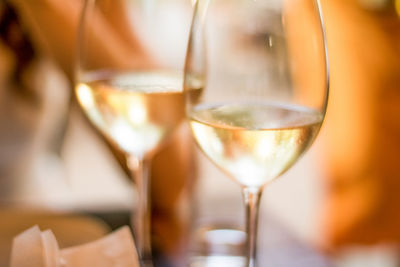 Close-up of wineglass on table