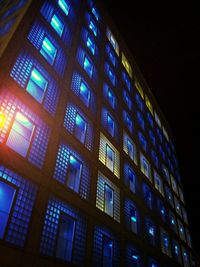 Low angle view of buildings at night