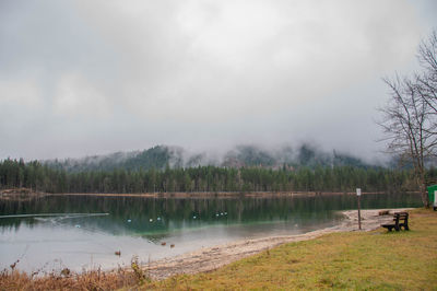 Scenic view of lake against sky