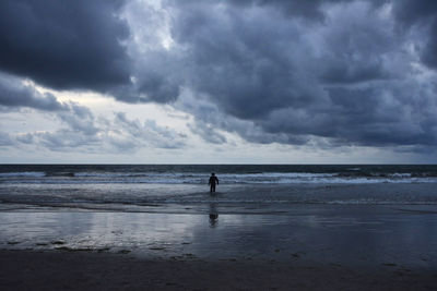 Scenic view of sea against cloudy sky