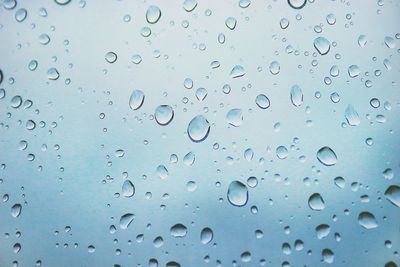 Full frame shot of raindrops on window