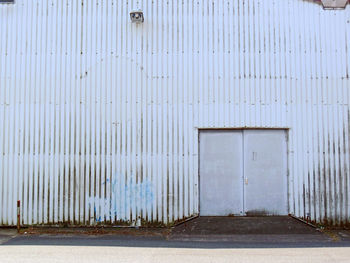 Closed door of building