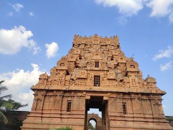 Low angle view of old ruins against sky