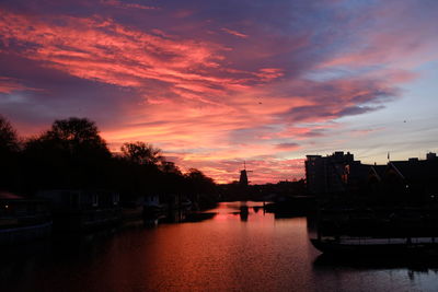 Scenic view of river against sky during sunset