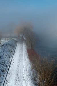 Scenic view of frozen lake against sky during winter