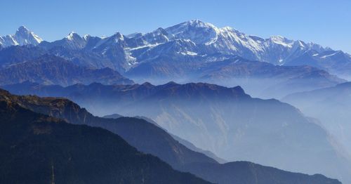 Scenic view of mountains against clear sky