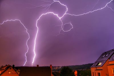 Low angle view of lightning in sky