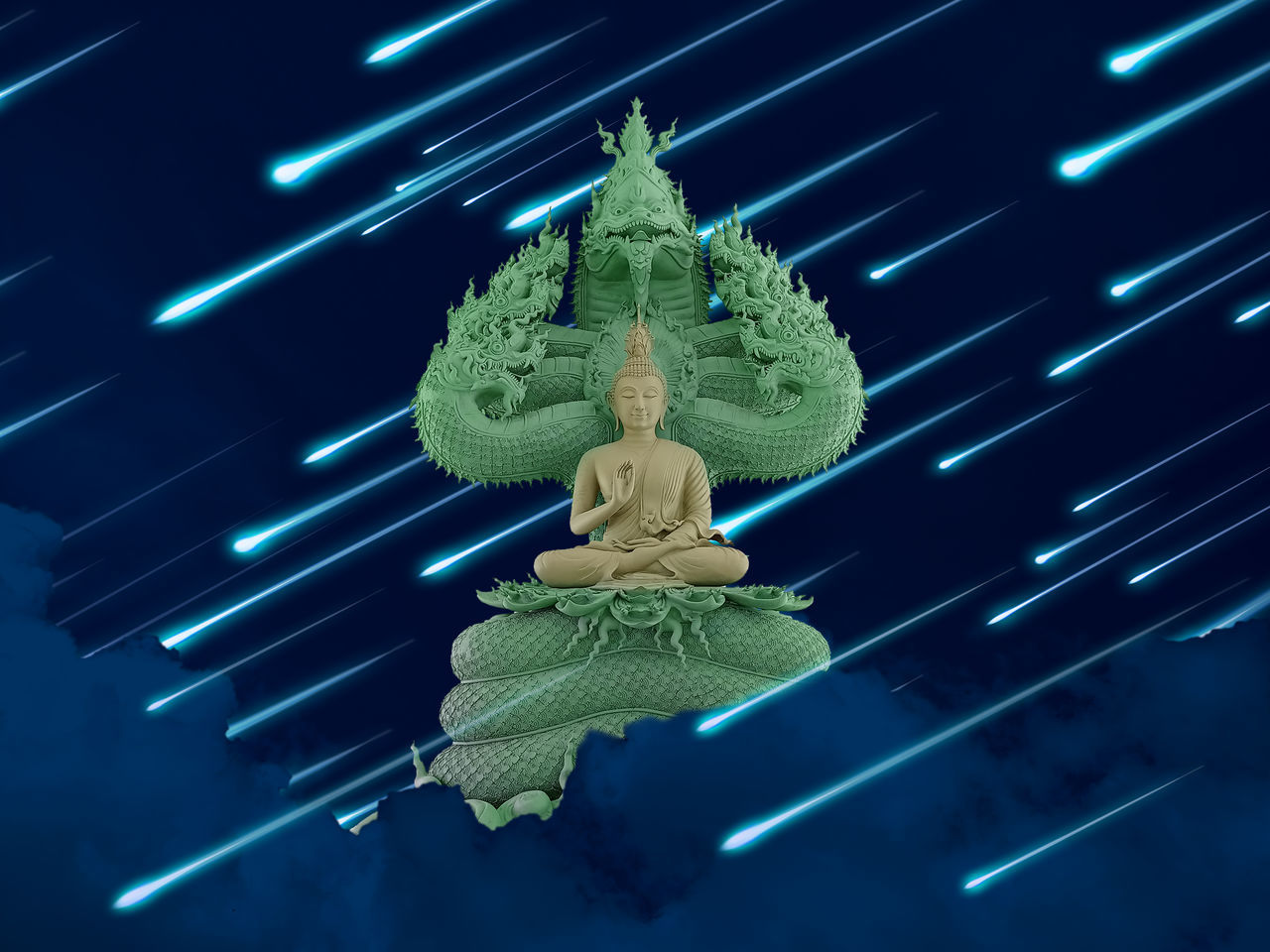 CLOSE-UP OF STATUE OF ILLUMINATED BUDDHA