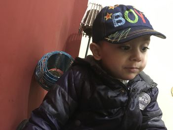 Portrait of boy wearing hat