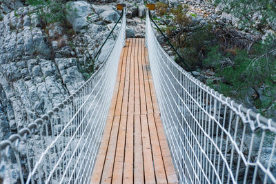 View of footbridge in forest