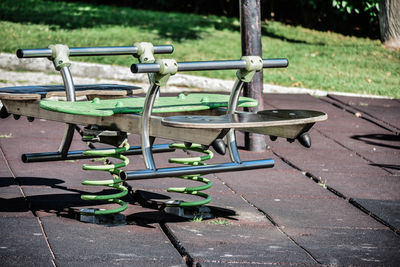 Empty bench in park