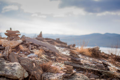 Scenic view of rocky mountains against sky