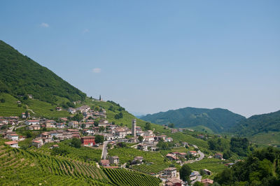 High angle view of townscape against sky