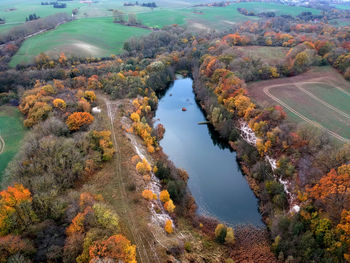 High angle view of river during autumn