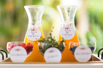 Close-up of orange juice in glass