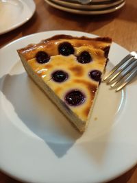 High angle view of cake in plate