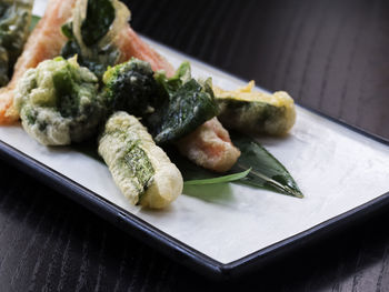 Close-up of food in plate on table