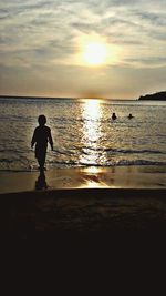 Scenic view of sea at sunset