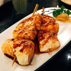 Close-up of served food in plate