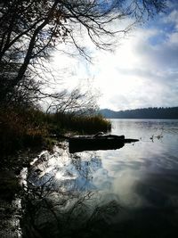 Scenic view of lake against sky