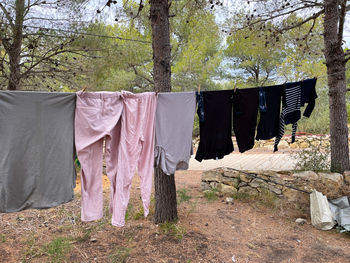 Clothing drying on the clothing line in the countryside